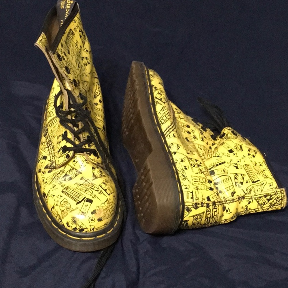 Yellow Patterned Doc Marten boots